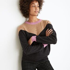 NWOT Madewell Colorblock Yolk Pullover Sweater with Lavender Accents XXL